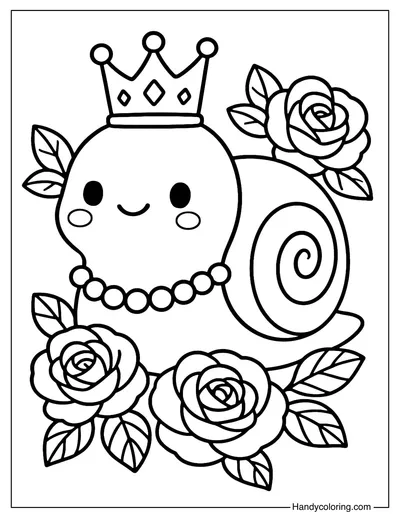 Snail Jewel Crown Coloring Page