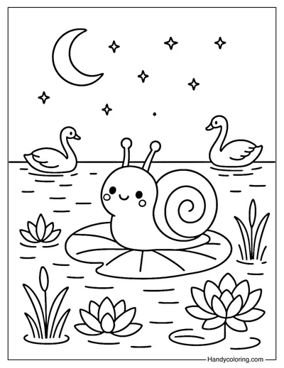 Snail Lake Dream Coloring Page