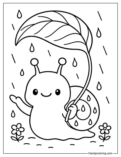 Snail Leaf Umbrella Coloring Page