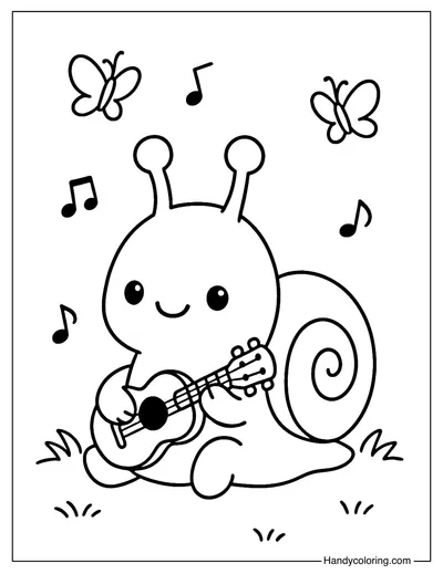 Snail Musician Coloring Page