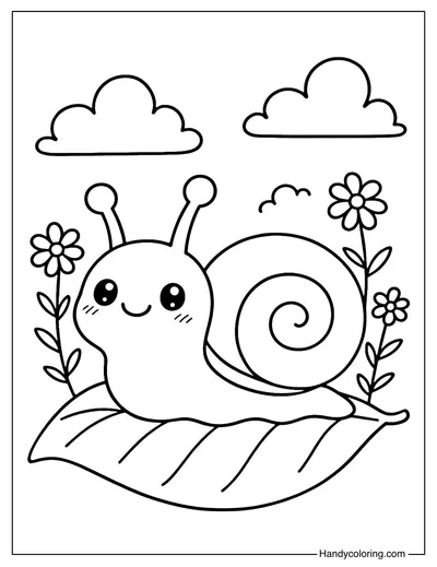Snail on a Leaf Coloring Page