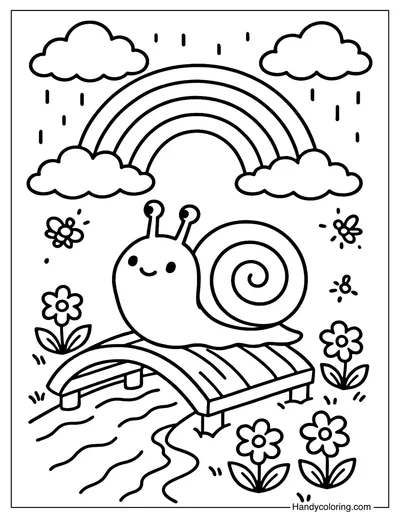 Snail Rainbow Bridge Coloring Page