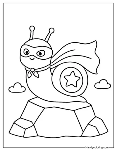 Snail Superhero Coloring Page