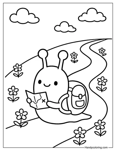 Snail Traveler Coloring Page
