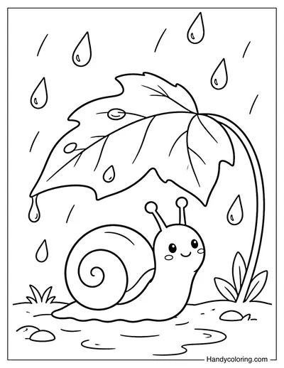 Snail Under a Leaf Umbrella