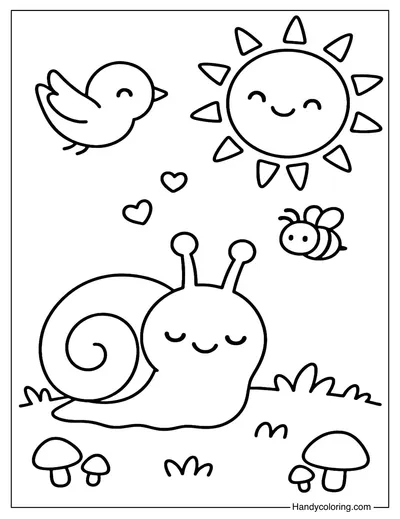 Snail under the Sun Coloring Page