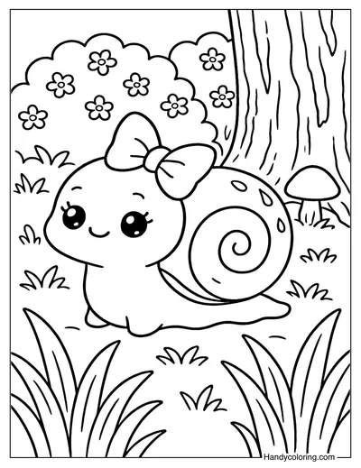 Snail with Bow Coloring Page