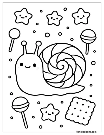 Snail with Candy Shell Coloring Page
