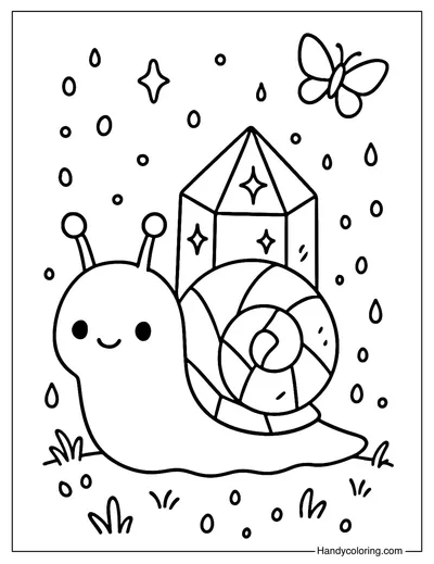 Snail with Crystal Shell Coloring Page