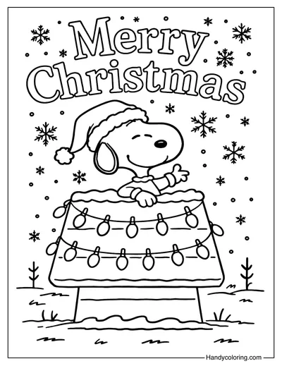 Snoopy Merry Christmas Coloring Page