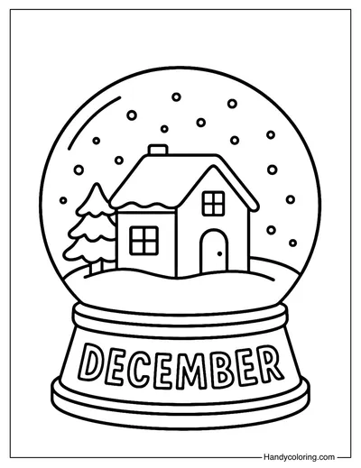 Snow Globe December Coloring Page