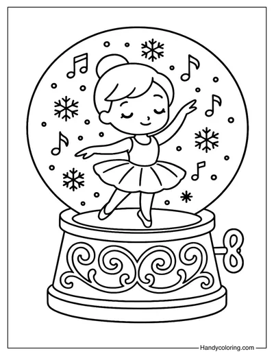 Snow Globe Music Box Ballerina Coloring Page