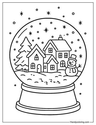 Snow Globe Wonderland Coloring Page