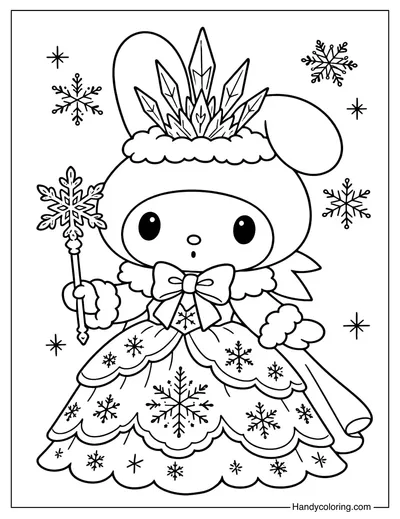 Snow Queen My Melody Coloring Page