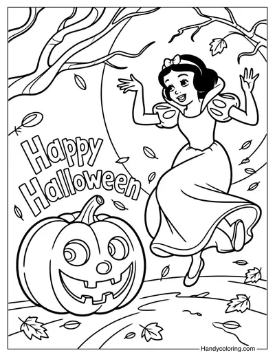 Snow White Disney Halloween Coloring Page