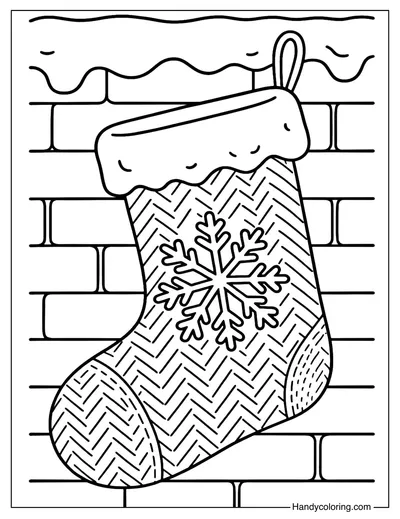 Snowflake Pattern Stocking Coloring Page