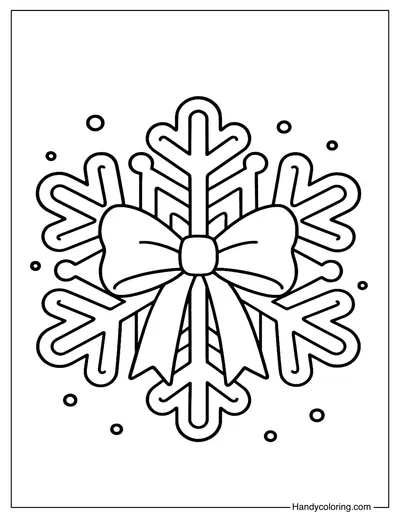 Snowflake with Bow Coloring Page