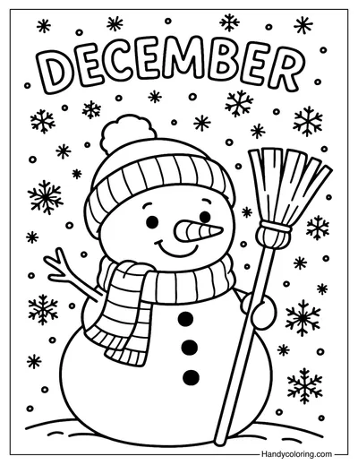 Snowman December Coloring Page