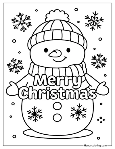 Snowman Merry Christmas Coloring Page