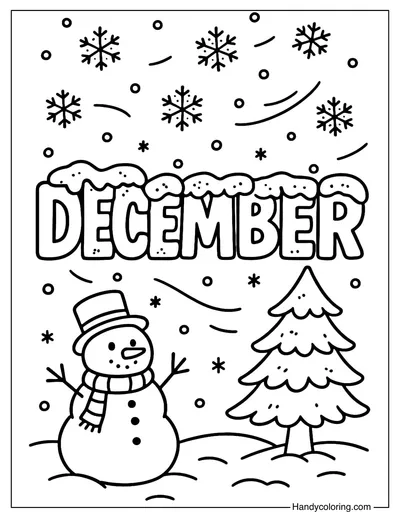 Snowy Lettering December Coloring Page