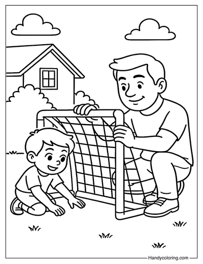 Soccer Net Setup Coloring Page