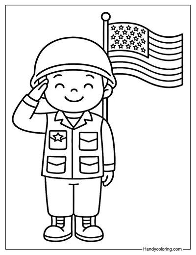 Soldier Salute Coloring Page