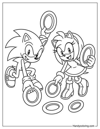 Sonic and Amy Collecting Rings