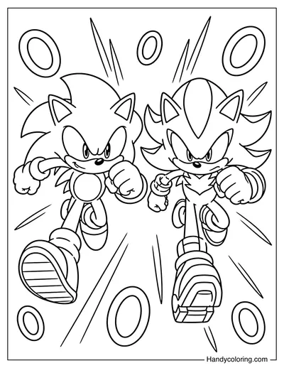 Sonic and Shadow Racing Side by Side