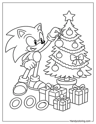 Sonic Decorating a Christmas Tree