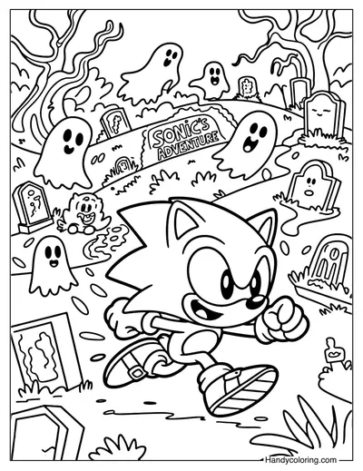 Sonic Ghost Adventure Coloring Page