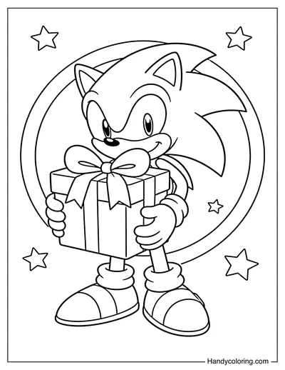Sonic Holding A Gift Box