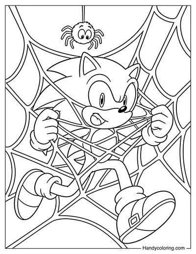 Sonic Tangled in a Halloween Spider Web