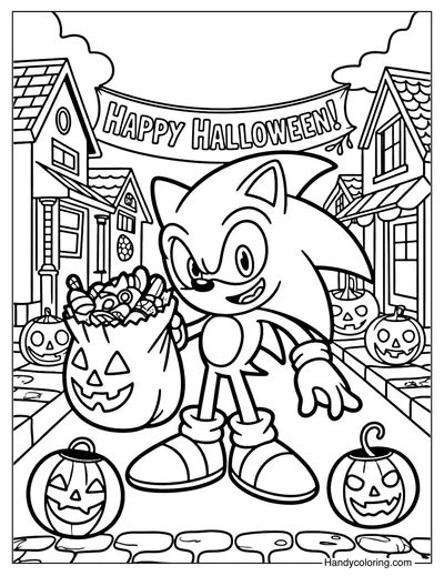 Sonic Trick or Treat Bag Coloring Page