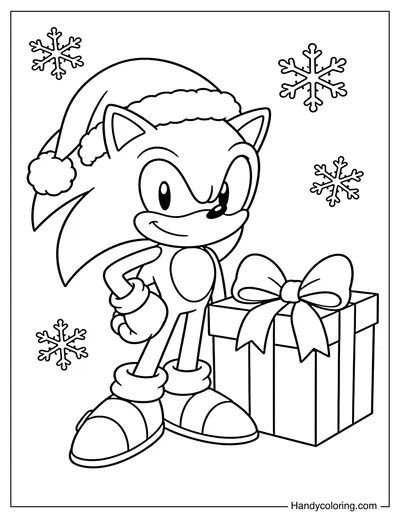Sonic Wearing a Santa Hat