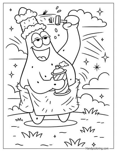 Spa Time Patrick Coloring Page