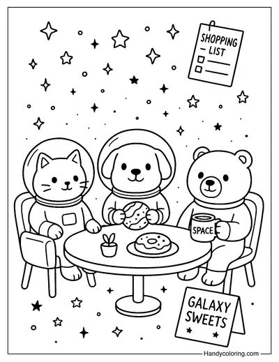 Space Coffee Coloring Page