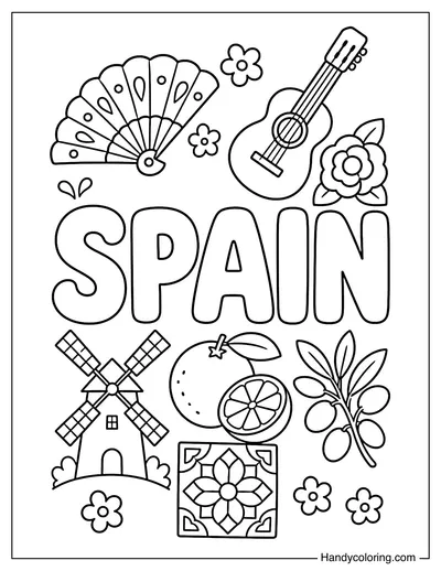 SPAIN with Traditional Symbols