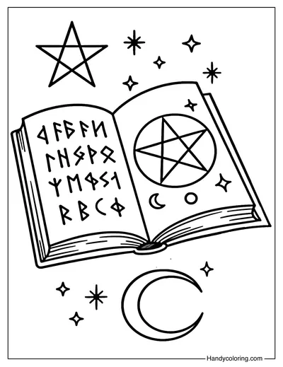 Spell Book Coloring Page