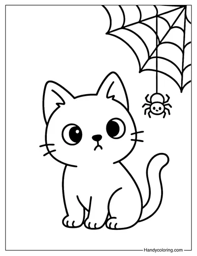 Spider Black Cat Coloring Page
