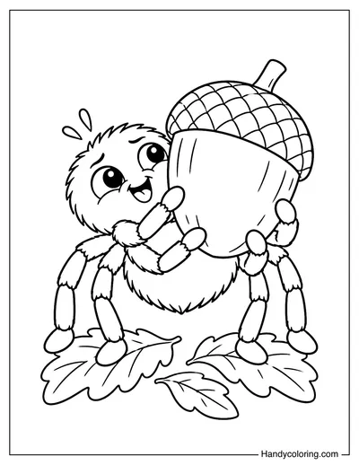 Spider Carrying a Giant Acorn