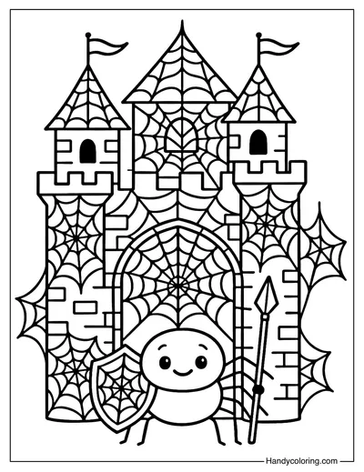 Spider Castle Coloring Page