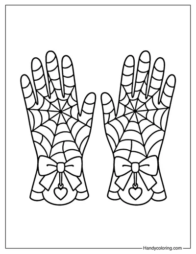 Spider Lace Gloves Coloring Page