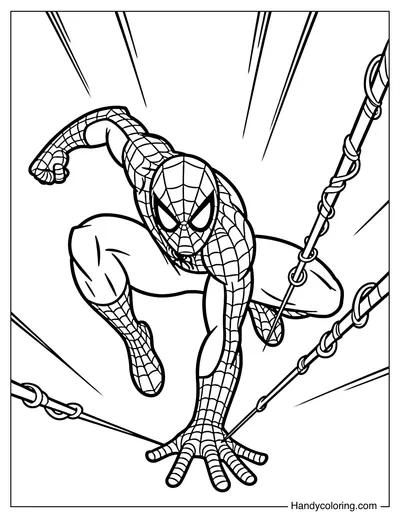 Spider-Man Holding Web Rope