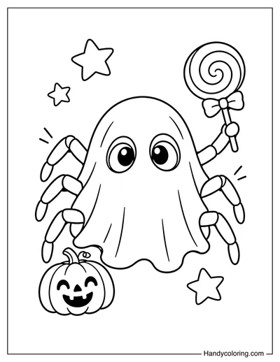 Spider Wearing a Ghost Costume