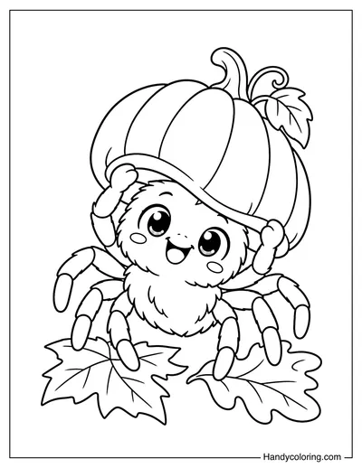 Spider Wearing a Pumpkin Hat