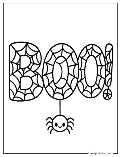 Spider Web BOO Coloring Page