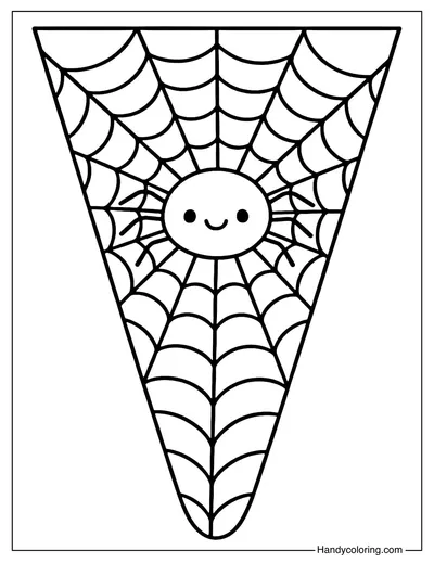 Spider Web Triangle Flag Coloring Page
