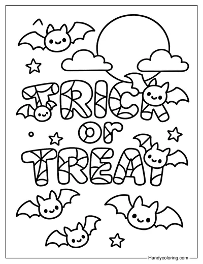 Spider Web Trick or Treat Coloring Page