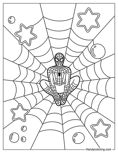 Spiderman Sitting in Giant Web
