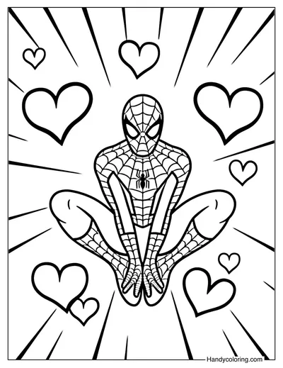 Spiderman Valentine's Day Coloring Page